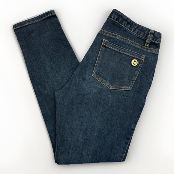 Michael Kors Womens Skinny Jeans Size 8 Blue Mid Rise Stretch Logo 5-Pockets EUC - Picture 1 of 15